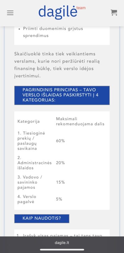 Interaktyvi verslo pajamų – išlaidų skaičiuoklė