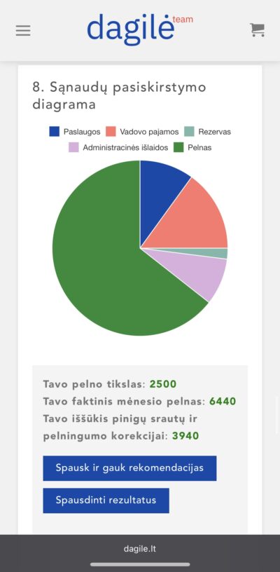 Interaktyvi verslo pajamų – išlaidų skaičiuoklė
