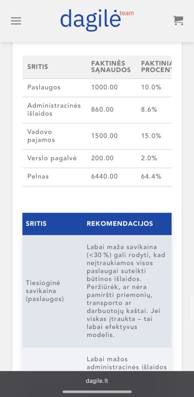 Interaktyvi verslo pajamų – išlaidų skaičiuoklė